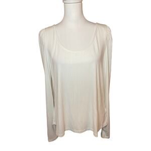 H&M Ribbed Jersey Top Scoop Neck Ling Sleeve Size XL Office Casual